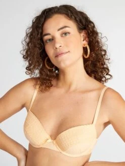 Sujetador De Encaje Con Relleno - NARANJA