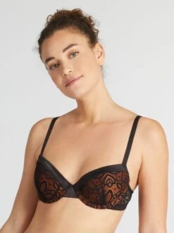 Sujetador De Encaje Con Relleno - NEGRO -Zalaris Tienda sujetador de encaje con relleno negro aup59 1 frb4