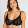 Sujetador De Encaje Copas D Y E - Negro