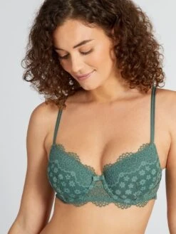 Sujetador De Encaje Cruzado En La Parte Trasera - Verde Gris -Zalaris Tienda sujetador de encaje cruzado en la parte trasera verde gris aer90 3 frb3