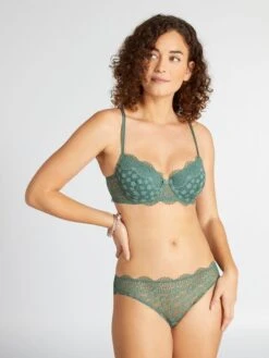 Sujetador De Encaje Cruzado En La Parte Trasera - Verde Gris -Zalaris Tienda sujetador de encaje cruzado en la parte trasera verde gris aer90 3 frb4