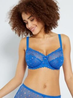 Sujetador De Encaje Geométrico 'Bestform' - AZUL