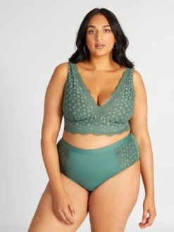 Sujetador De Encaje Sin Aros - Verde Gris -Zalaris Tienda sujetador de encaje sin aros verde gris aes76 1 frb3