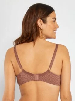 Sujetador De Microfibra De Rayas Finas Con Calados D Y E - MARRON -Zalaris Tienda sujetador de microfibra de rayas finas con calados d y e marron zo279 3 frb3