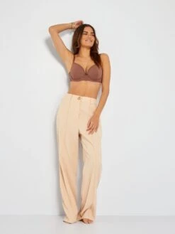 Sujetador De Microfibra De Rayas Finas Con Calados D Y E - MARRON -Zalaris Tienda sujetador de microfibra de rayas finas con calados d y e marron zo279 3 frb4