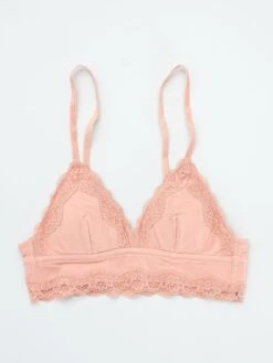 Sujetador De Punto Con Encaje - Rosa
