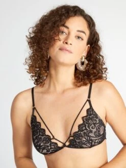 Sujetador De Triángulo Con Entrelazado De Fantasía - Negro -Zalaris Tienda sujetador de triangulo con entrelazado de fantasia negro aet06 1 frb3