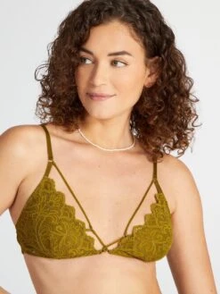 Sujetador De Triángulo Con Entrelazado De Fantasía - VERDE -Zalaris Tienda sujetador de triangulo con entrelazado de fantasia verde aet06 2 frb4