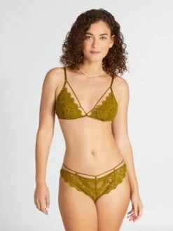 Sujetador De Triángulo Con Entrelazado De Fantasía - VERDE -Zalaris Tienda sujetador de triangulo con entrelazado de fantasia verde aet06 2 frb5