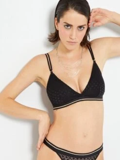 Sujetador De Triángulo Con Relleno Extraíble - Negro -Zalaris Tienda sujetador de triangulo con relleno extraible negro ze421 1 frb3