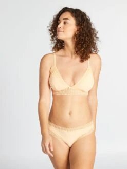 Sujetador De Triángulo Con Ribete De Encaje - NARANJA