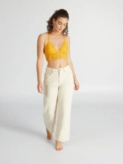 Sujetador De Triángulo De Encaje - Amarillo