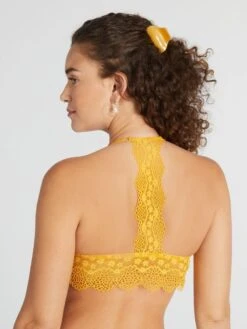 Sujetador De Triángulo De Encaje - Amarillo -Zalaris Tienda sujetador de triangulo de encaje amarillo aer91 1 frb3