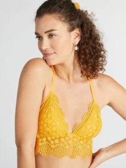 Sujetador De Triángulo De Encaje - Amarillo -Zalaris Tienda sujetador de triangulo de encaje amarillo aer91 1 frb5