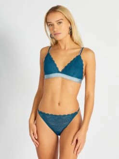 Sujetador De Triángulo De Encaje - Azul Oscuro -Zalaris Tienda sujetador de triangulo de encaje azul oscuro alh73 1 frb4