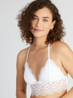 Sujetador De Triángulo De Encaje - Blanco