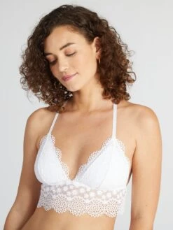 Sujetador De Triángulo De Encaje - Blanco -Zalaris Tienda sujetador de triangulo de encaje blanco aer91 2 frb3