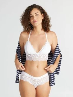 Sujetador De Triángulo De Encaje - Blanco -Zalaris Tienda sujetador de triangulo de encaje blanco aer91 2 frb4