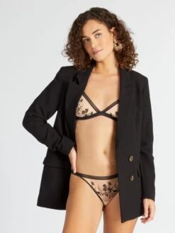 Sujetador De Triángulo De Tul Bordado - BEIGE -Zalaris Tienda sujetador de triangulo de tul bordado beige aet24 1 frb4