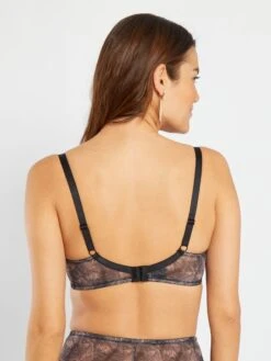 Sujetador De Tul Estampado 'Sans Complexe' - NEGRO/YO HIEDRA -Zalaris Tienda sujetador de tul estampado sans complexe negroyo hiedra atu19 1 frb2