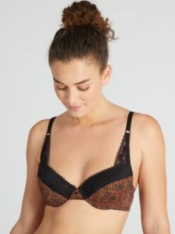 Sujetador Estampado Con Foam 'Envie De Lingerie' - MARRON