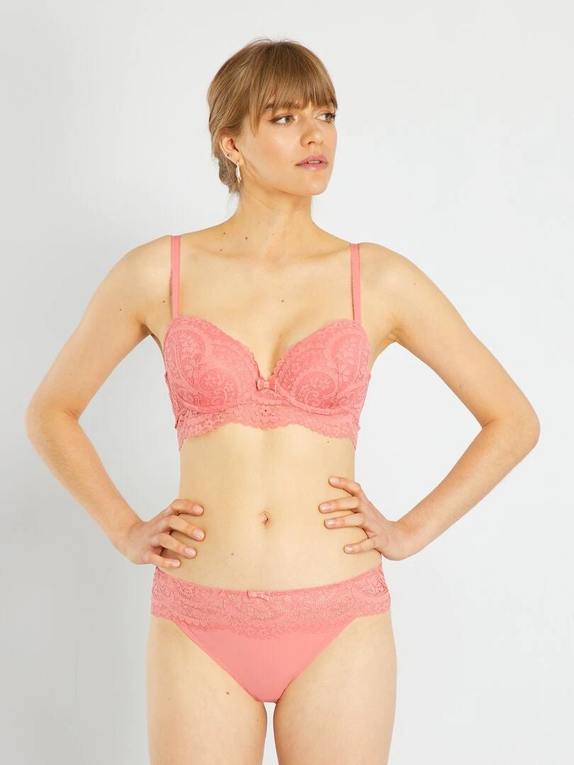 Sujetador Push-up De Encaje - Rosa 6 Sujetador Push-up De Encaje - Rosa - Imagen 4