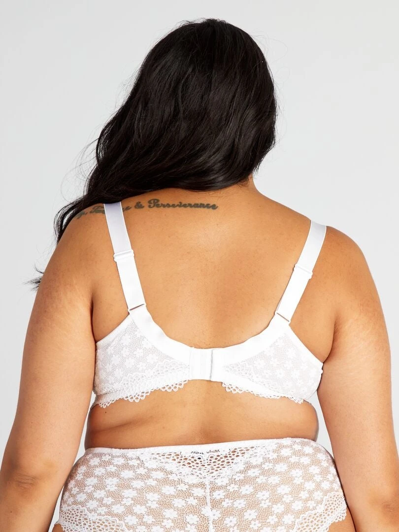 Sujetador Tipo Corbeille Con Encaje De Flores - Blanco - Imagen 3