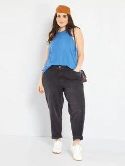 Top Con Sisa Americana De Lino - Azul Zafiro