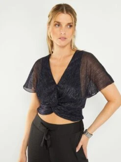 Top Corto De Punto Plisado - LUR PÚRPURA