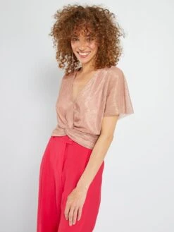 Top Corto De Punto Plisado - ROSA -Zalaris Tienda top corto de punto plisado rosa auo07 1 frb3