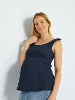 Top De Punto Gofrado Premamá - Azul