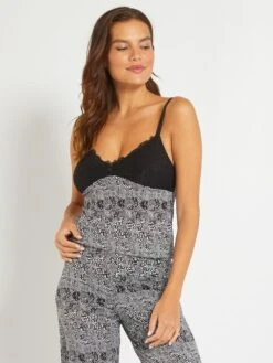 Top 'Envie De Lingerie' - Negro/blanco