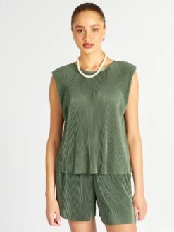 Top Plisado - VERDE BRONCE -Zalaris Tienda top plisado verde bronce asa84 2 frb4