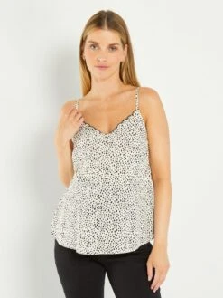 Top Premamá Con Bordes Ondulados - BLANCO