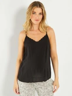 Top Premamá Con Bordes Ondulados - Negro