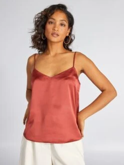 Top Satinado Con Tirantes Finos - ROJO -Zalaris Tienda top satinado con tirantes finos rojo acw49 3 frb3