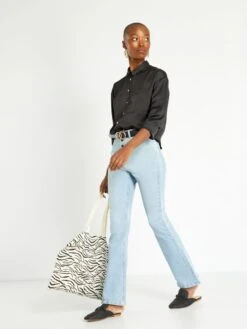 Vaquero Flare/bootcut De Talle Alto - L34 - Azul