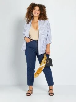 Vaquero Mom De Tiro Alto L28 - 5 Bolsillos - AZUL