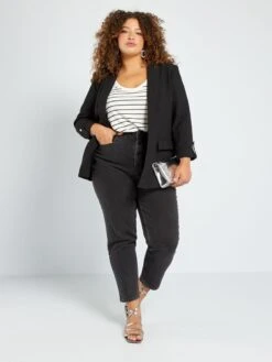 Vaquero Mom De Tiro Alto L28 - 5 Bolsillos - NEGRO