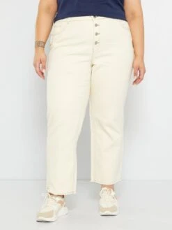 Vaquero Wide Leg Cropped - 5 bolsillos - Crudo