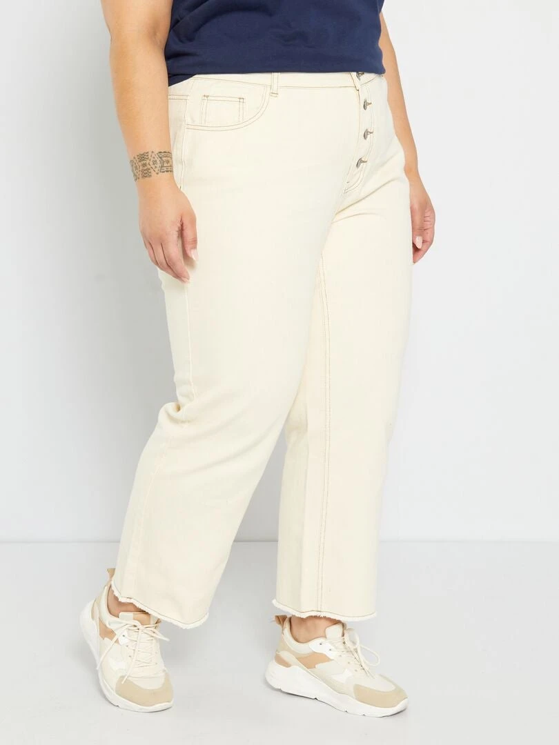 Vaquero Wide Leg Cropped - 5 bolsillos - Crudo 5 Vaquero Wide Leg Cropped - 5 bolsillos - Crudo - Imagen 3