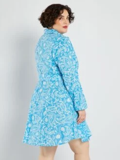 Vestido Camisero Corto Con Cinturón - AZUL -Zalaris Tienda vestido camisero corto con cinturon azul aev14 2 frb3