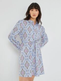 Vestido Camisero Corto Con Cinturón - PURPURA -Zalaris Tienda vestido camisero corto con cinturon purpura ame09 3 frb5