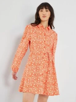 Vestido Camisero Corto Con Cinturón - ROJO -Zalaris Tienda vestido camisero corto con cinturon rojo ame09 5 frb4