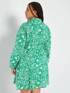 Vestido Camisero Corto Con Cinturón - VERDE -Zalaris Tienda vestido camisero corto con cinturon verde aev14 3 frb3