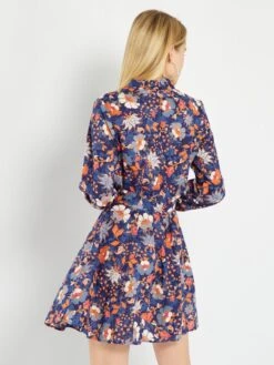 Vestido Camisero Corto Estampado - AZUL -Zalaris Tienda vestido camisero corto estampado azul adz77 1 frb3