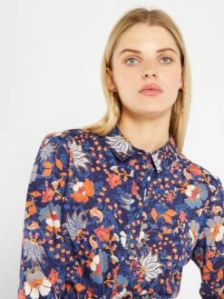 Vestido Camisero Corto Estampado - AZUL -Zalaris Tienda vestido camisero corto estampado azul adz77 1 frb4