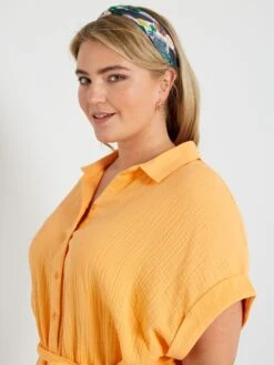 Vestido Camisero De Gasa De Algodón - Naranja Albaricoque 10 Vestido Camisero De Gasa De Algodón - Naranja Albaricoque -Zalaris Tienda vestido camisero de gasa de algodon naranja albaricoque zn797 7 frb4