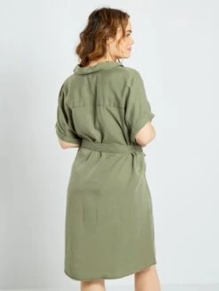 Vestido Camisero De Lyocell - Verde Liquen -Zalaris Tienda vestido camisero de lyocell verde liquen zn793 2 frb3
