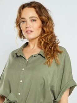 Vestido Camisero De Lyocell - Verde Liquen -Zalaris Tienda vestido camisero de lyocell verde liquen zn793 2 frb4